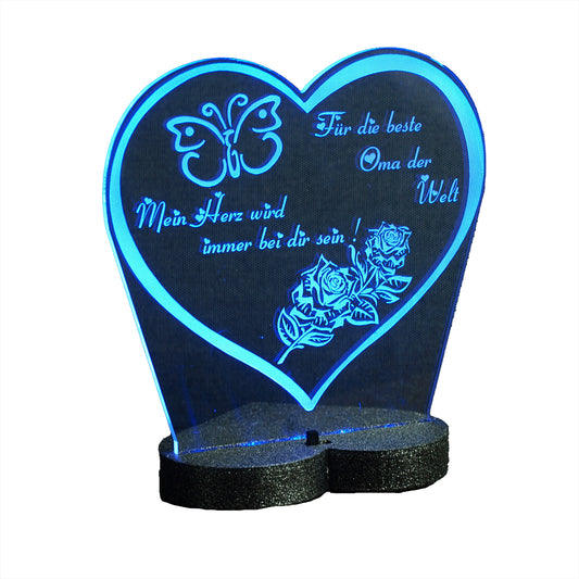 Acryl LED Beleuchtung Herz Aufsteller mit Gravur