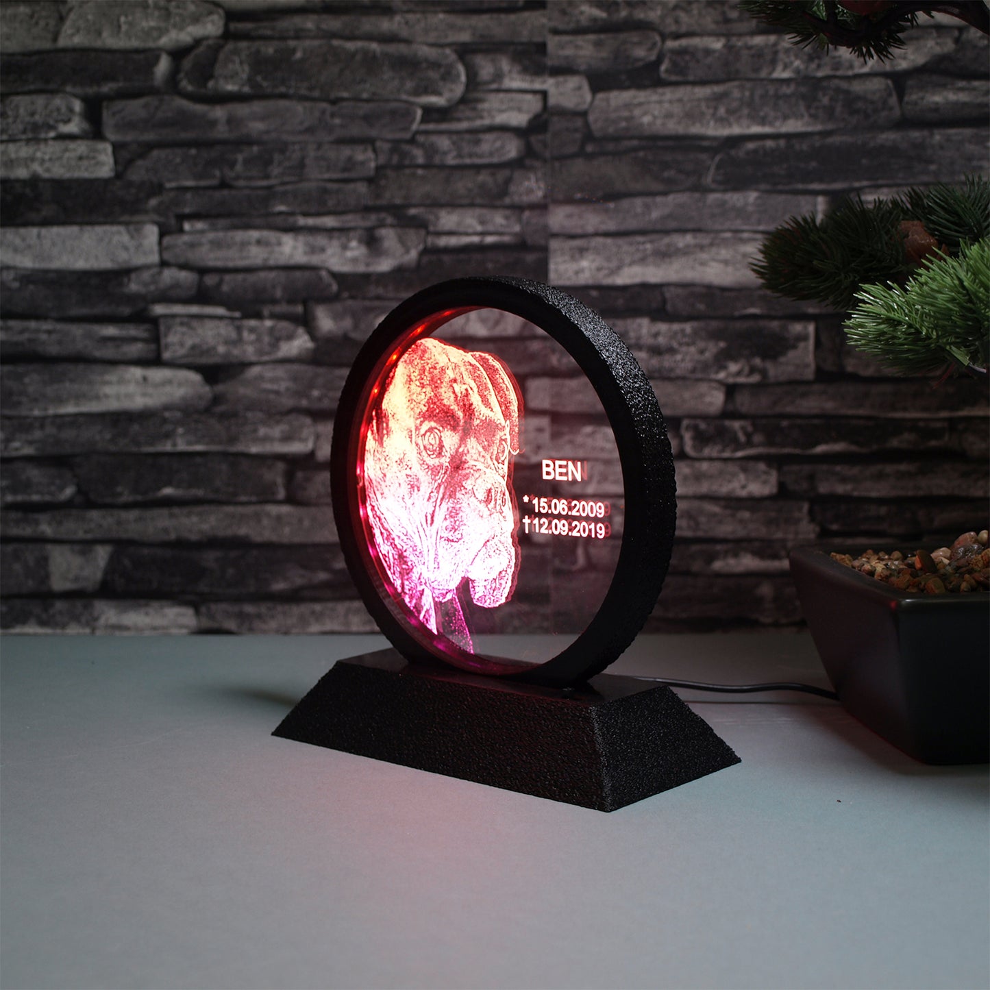 480 Acryl Kreislampe LED RGB schwarz rot
