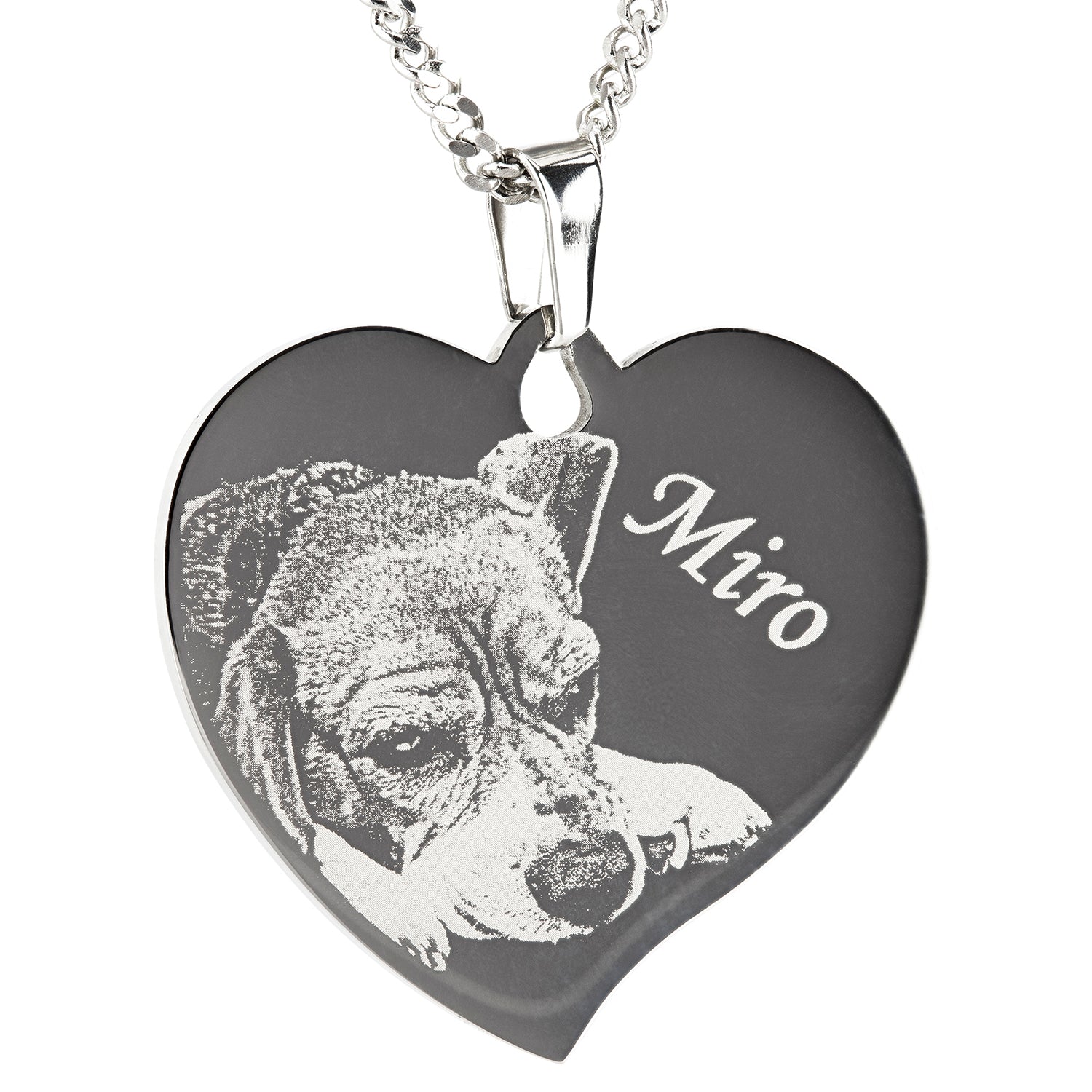 Edelstahlanhänger herzförmig mit Foto- und Textgravur
