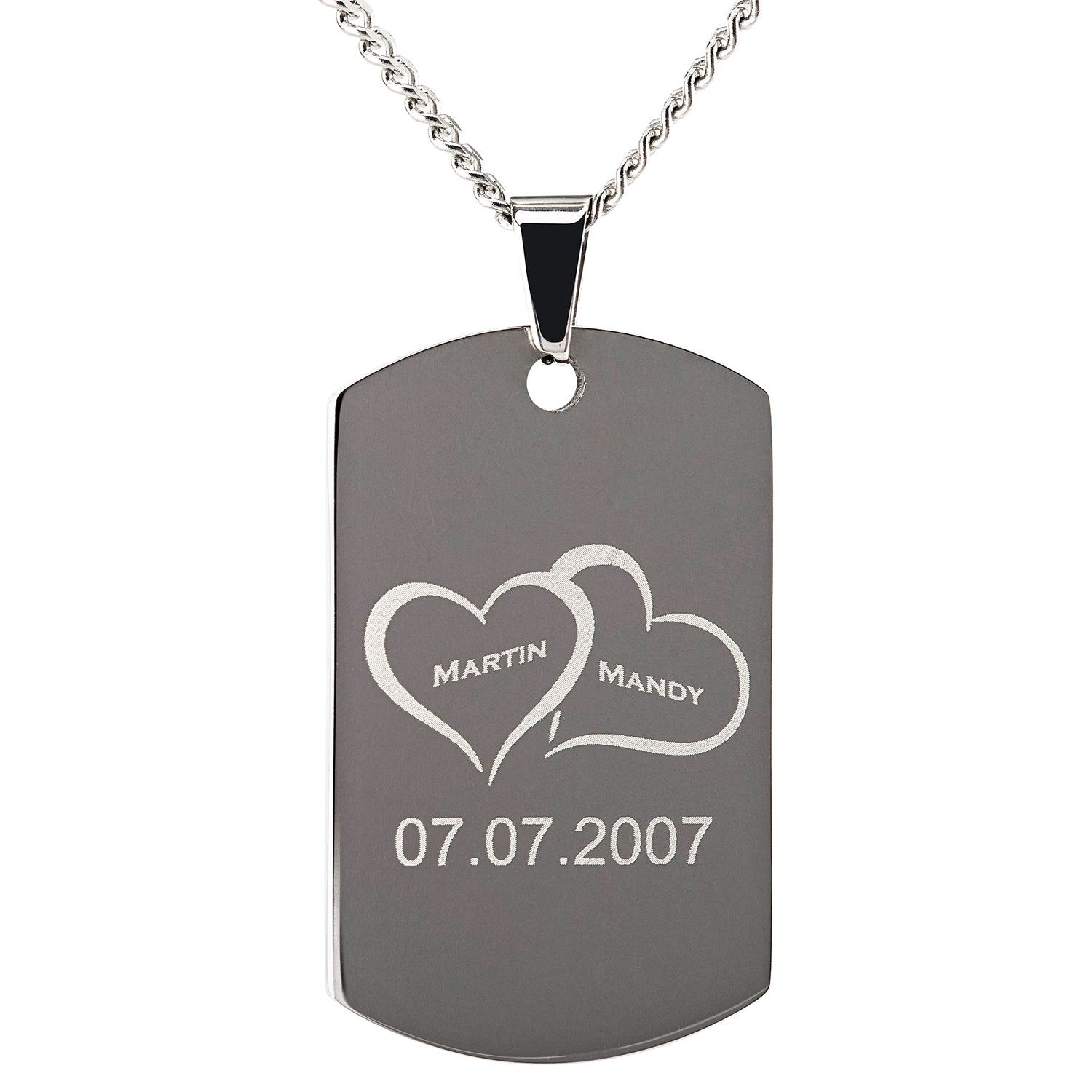 Edelstahlanhänger ID-Tag mit Motiv- und Textgravur