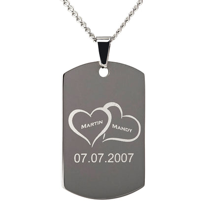 Edelstahlanhänger ID-Tag mit Motiv- und Textgravur