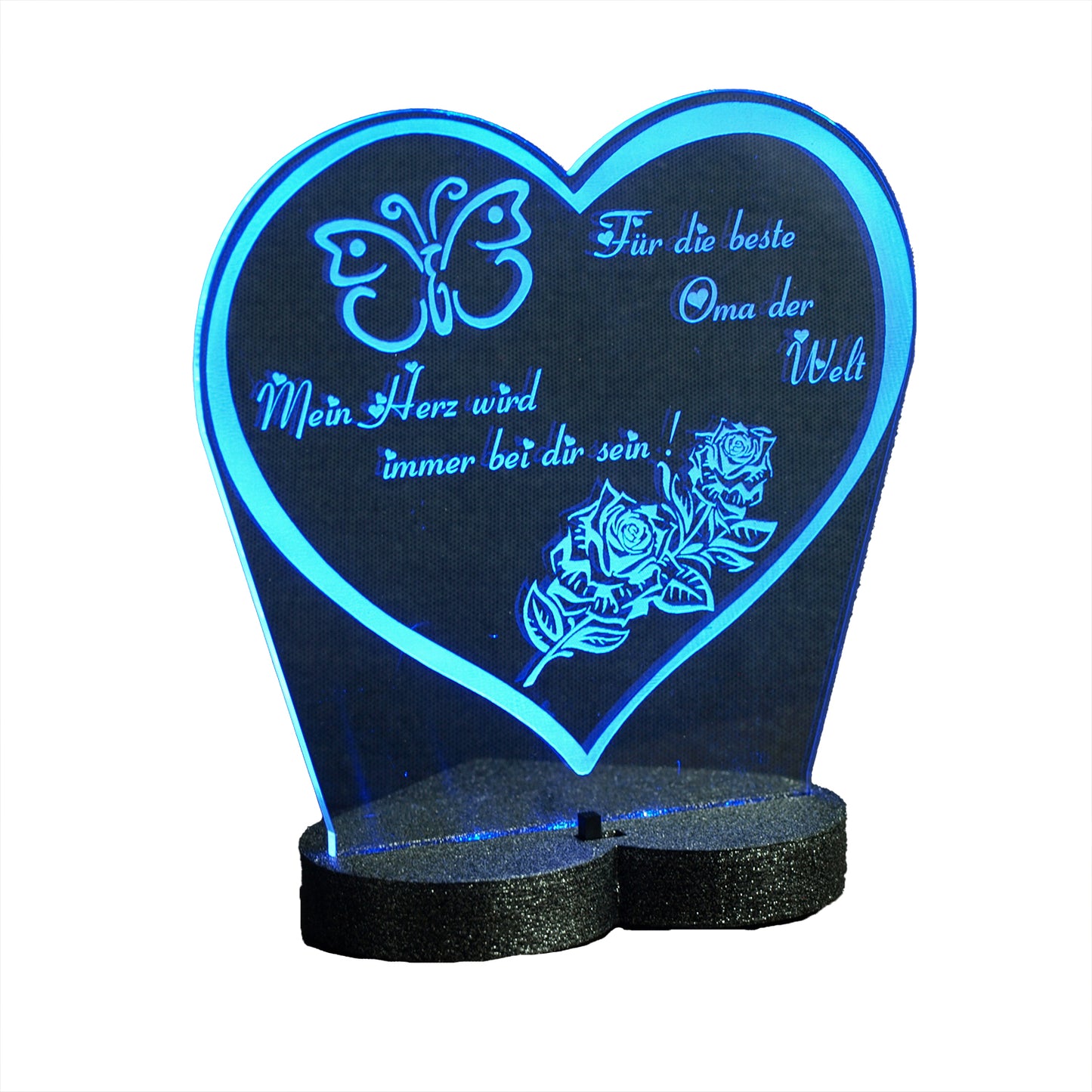 Acryl LED Beleuchtung Herz Aufsteller mit Gravur
