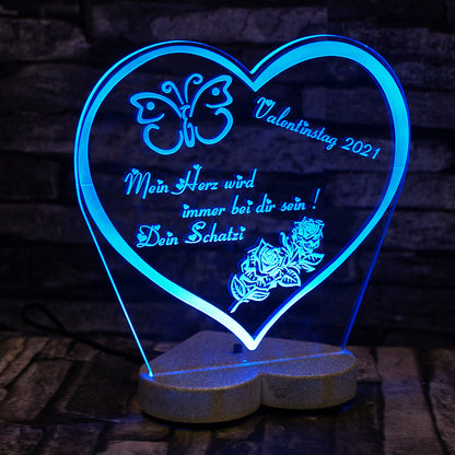 Acryl LED Beleuchtung Herz Aufsteller mit Gravur