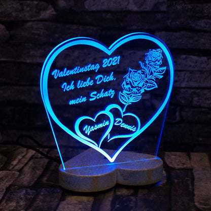 Acryl LED Beleuchtung Herz Aufsteller mit Gravur