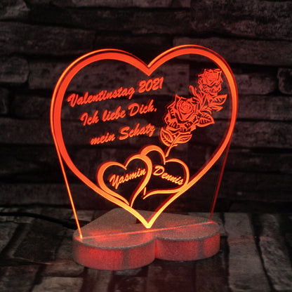 Acryl LED Beleuchtung Herz Aufsteller mit Gravur