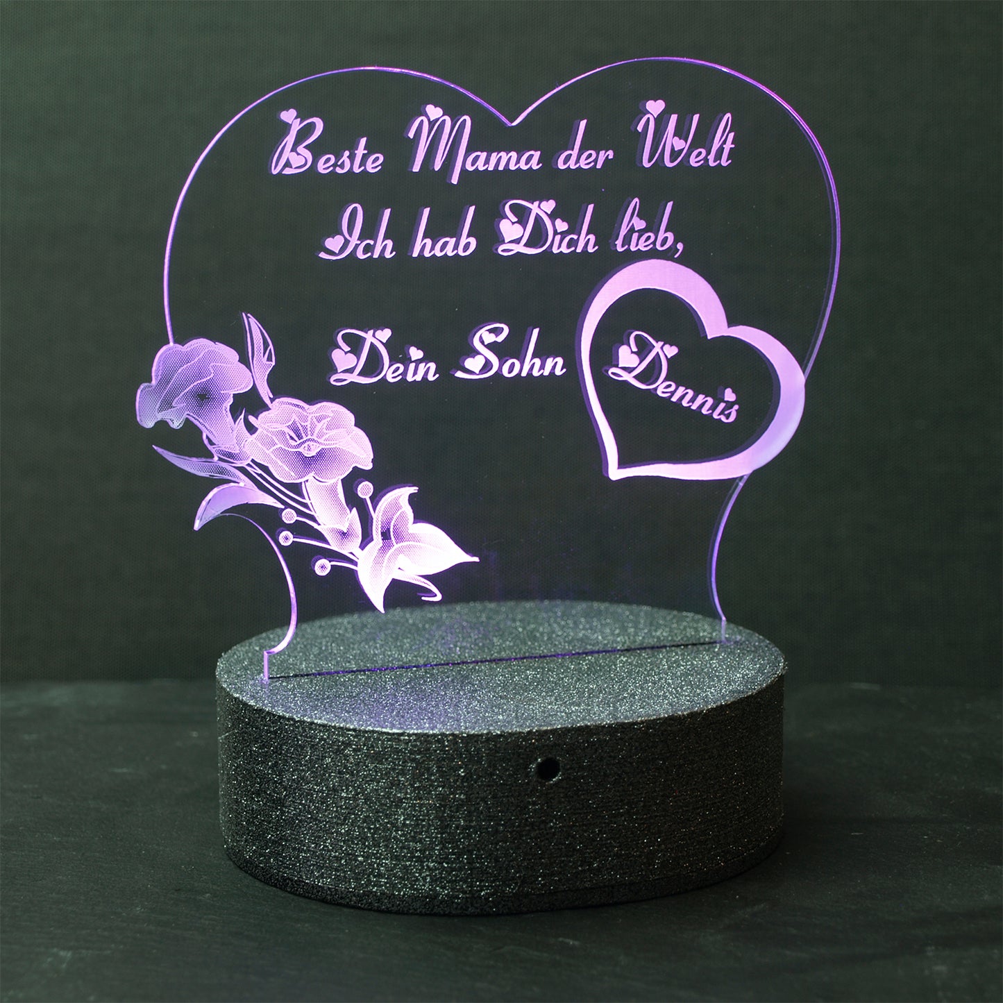 467 Acryl LED Herz Lila