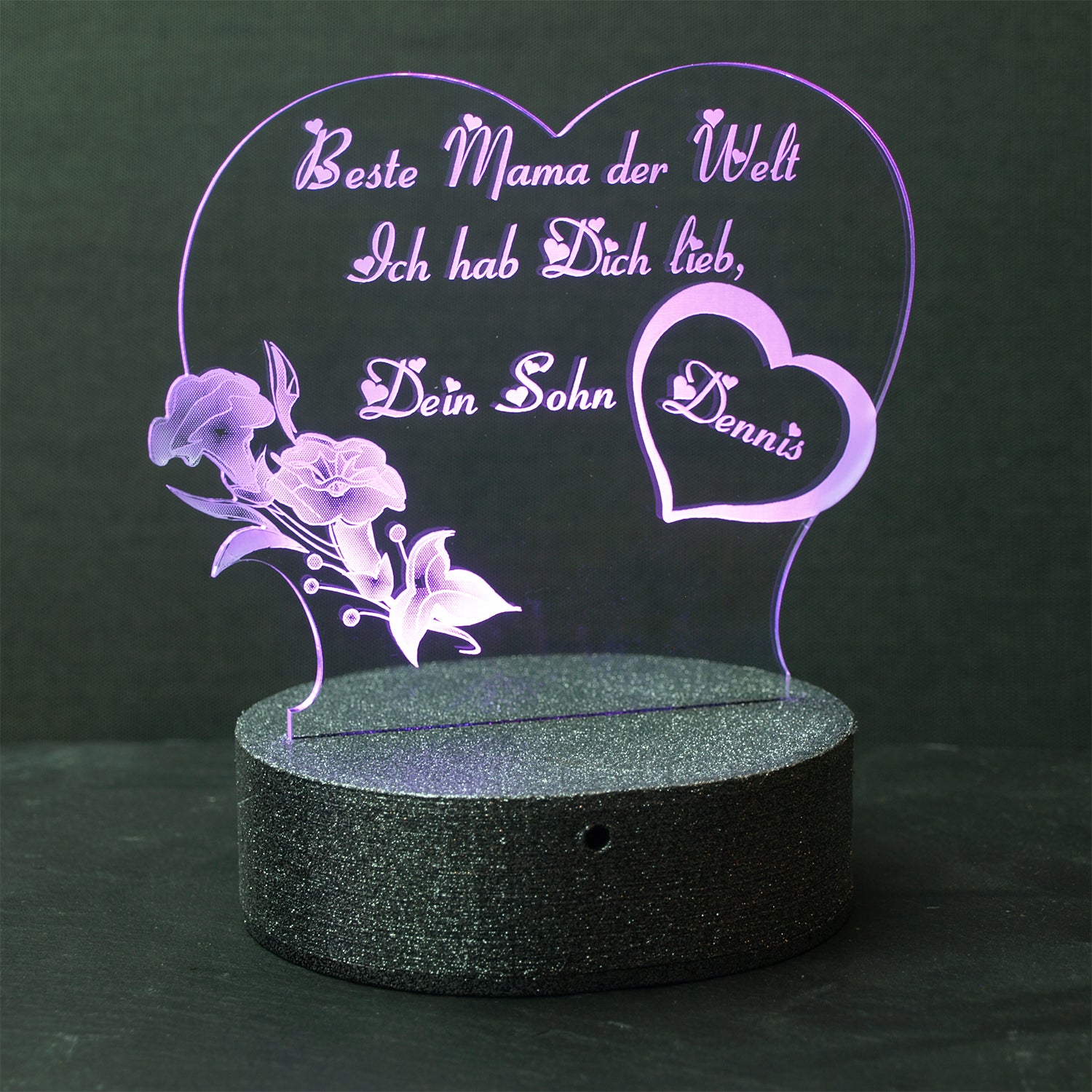 467 Acryl LED Herz Lila