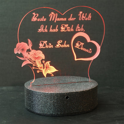 467 Acryl LED Herz Rot