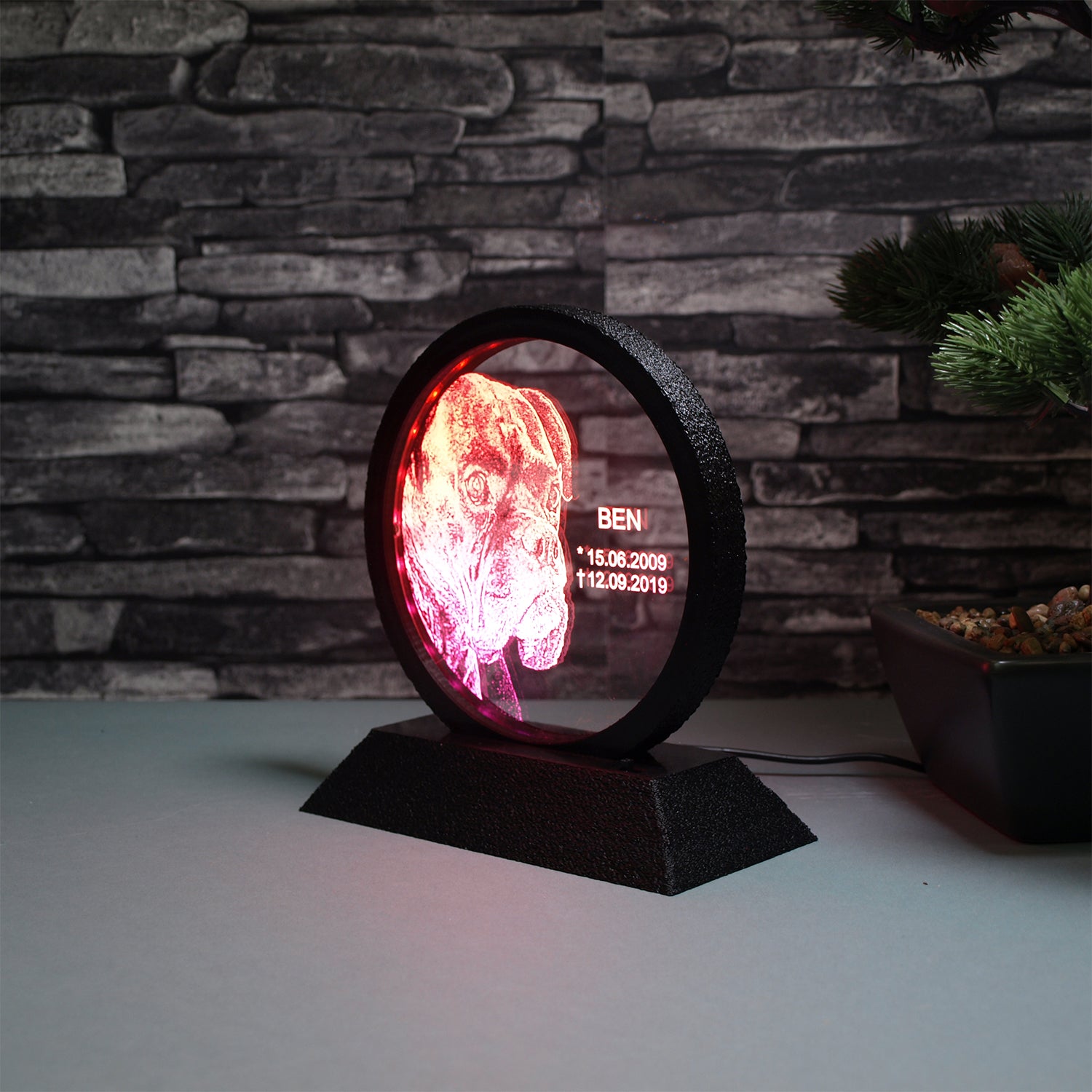 480 Acryl Kreislampe LED RGB schwarz rot