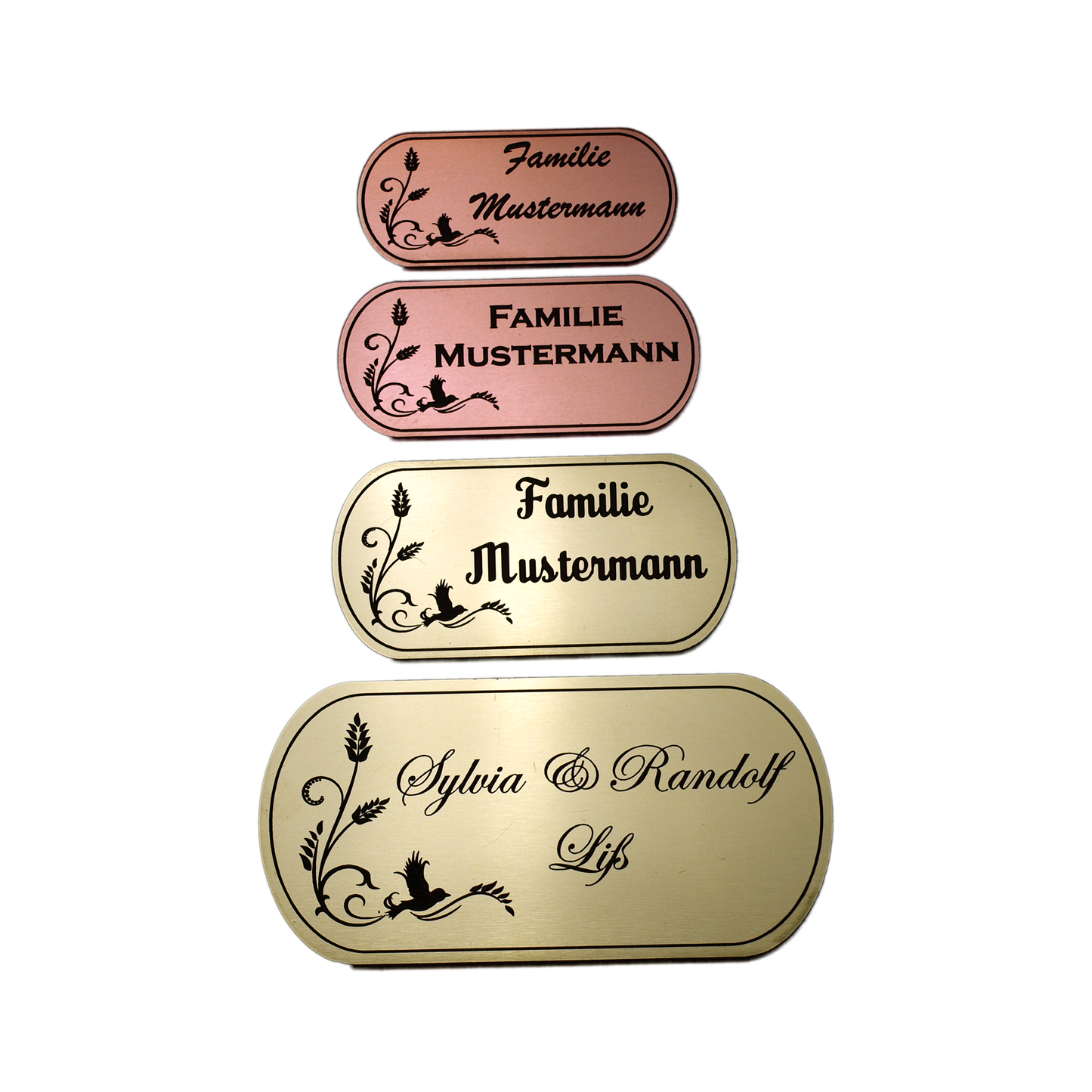 LaserAcryl Türschild Typ B mit Gravur; verschiedene Größen