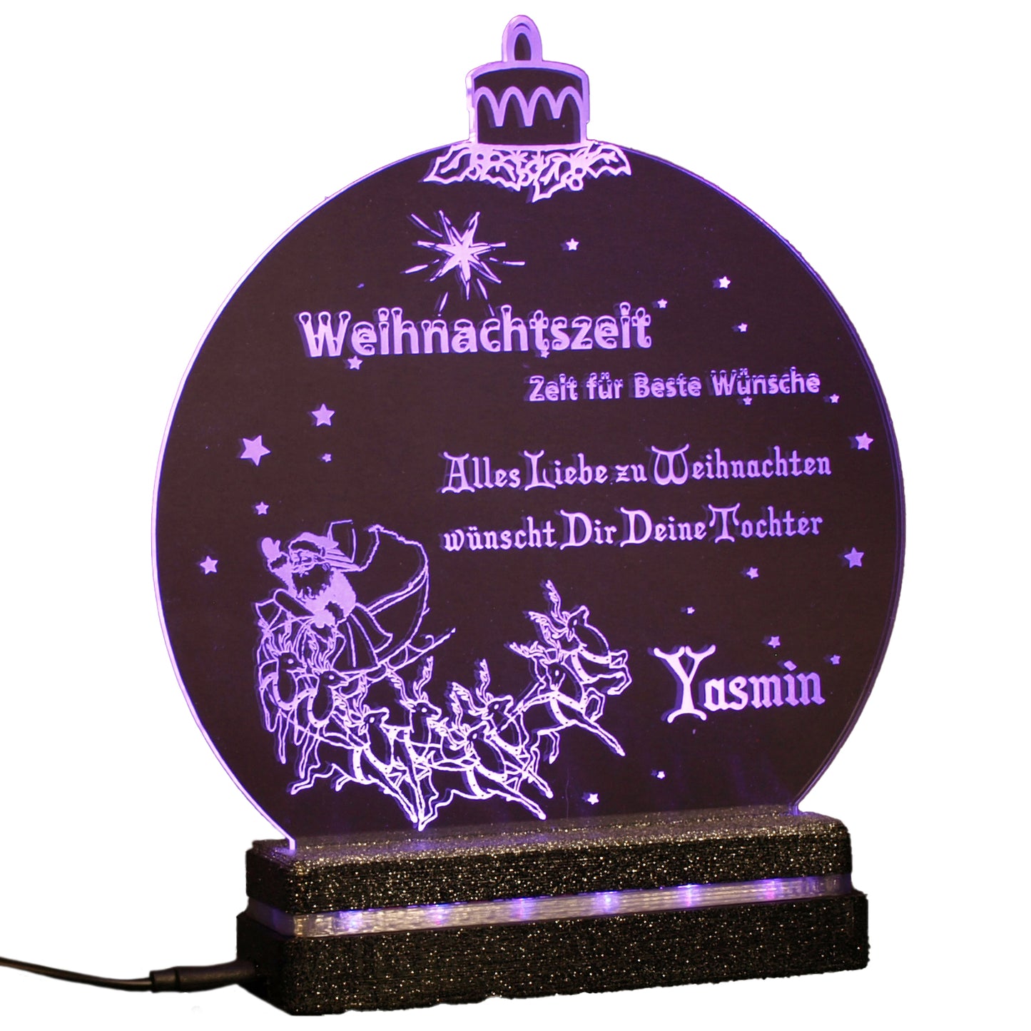 Lila Acryl LED Weihnachtskugel