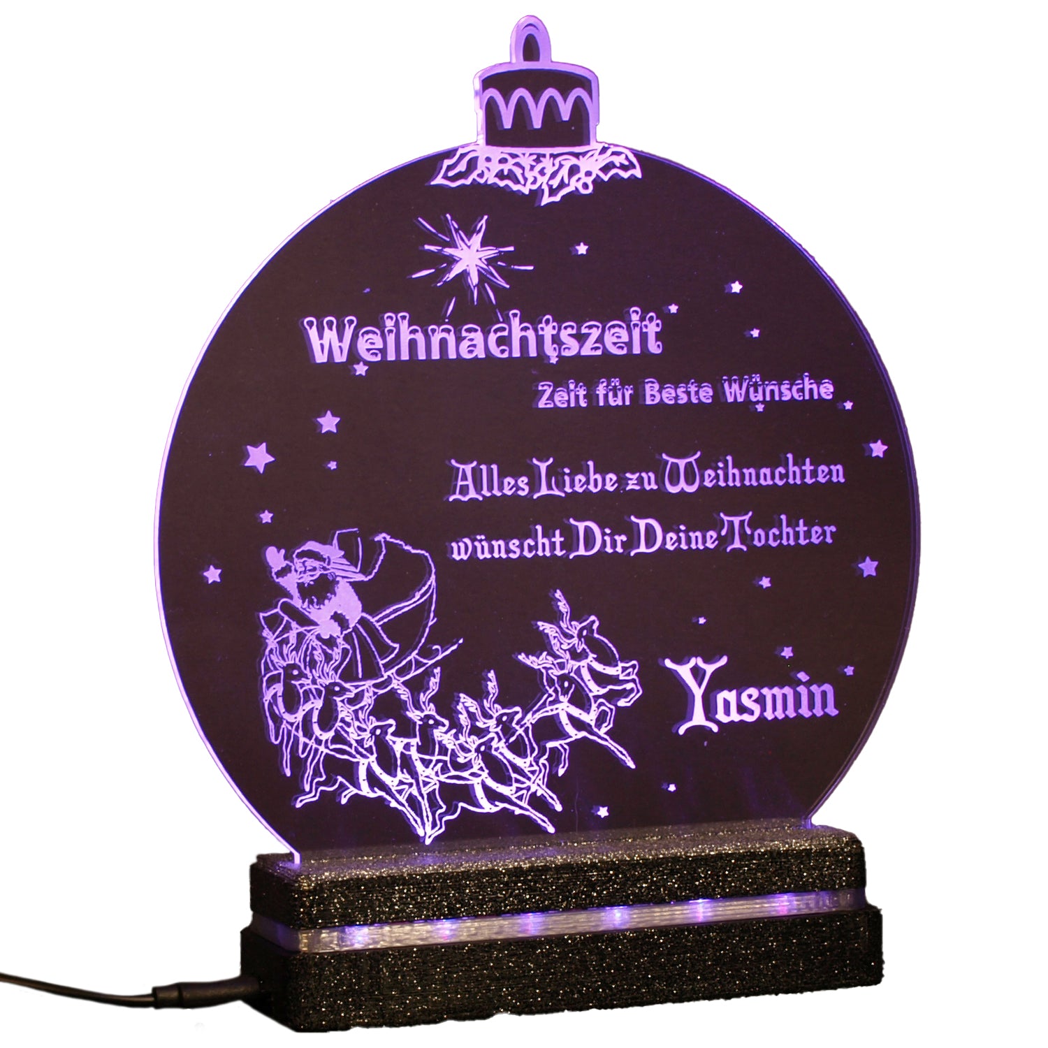 Lila Acryl LED Weihnachtskugel