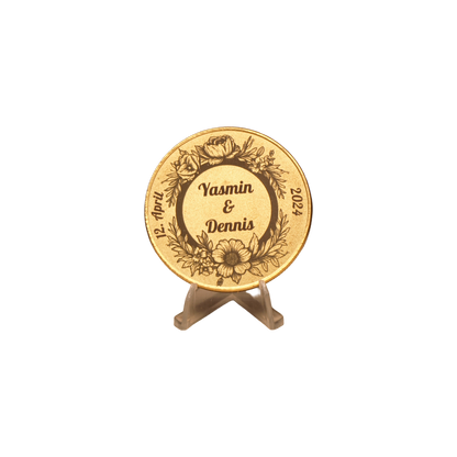 Messingmünze mit Oberflächengravur