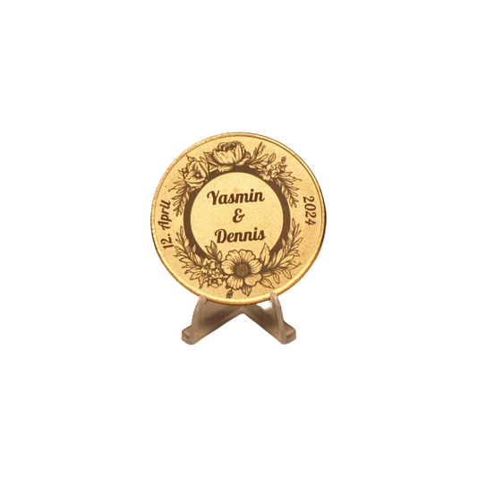 Messingmünze mit Oberflächengravur