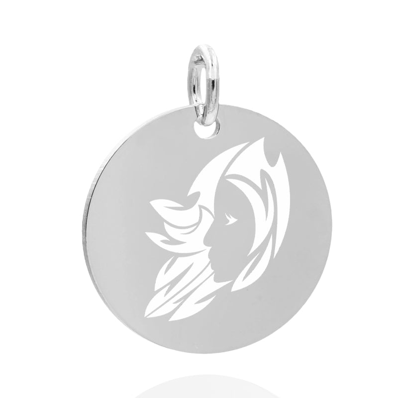 Edelstahlanhänger Rund Silberfarbig Anhänger Sternzeichen