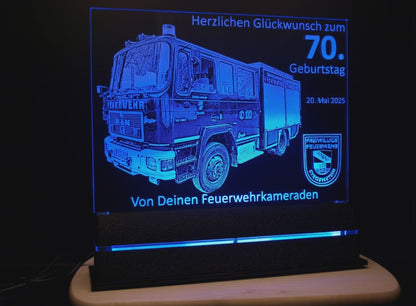 Acrylglas Rechteck Sport 290 × 250 mm mit LED-Beleuchtung, Text- und Fotogravur